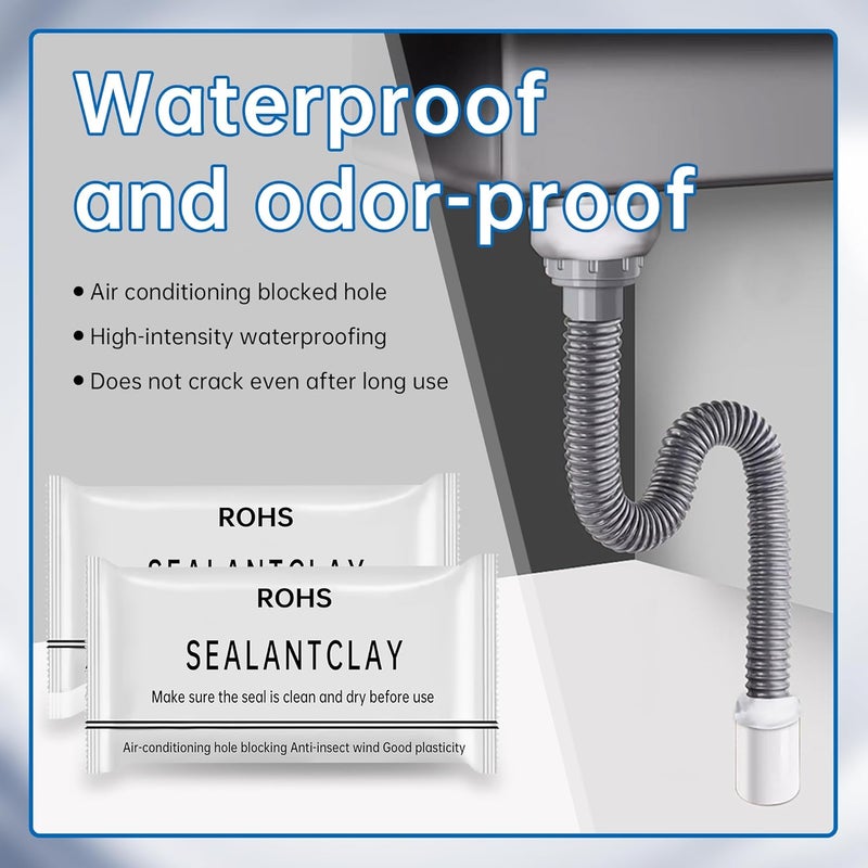FYOUNG 6 Pcs White Seal Putty,Waterproof Duct Seal Repair Sealing Clay & Moldable Silicone Putty,Ideal for Sealing Drain Connections, Wall Holes, and Air Conditioning Openings, Reliable and Efficient. - Image 5